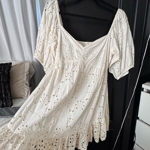 CC Boutique Cream Eyelet Mini Dress